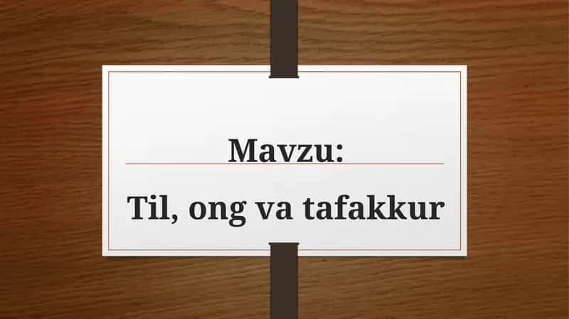 Til, ong va tafakkur