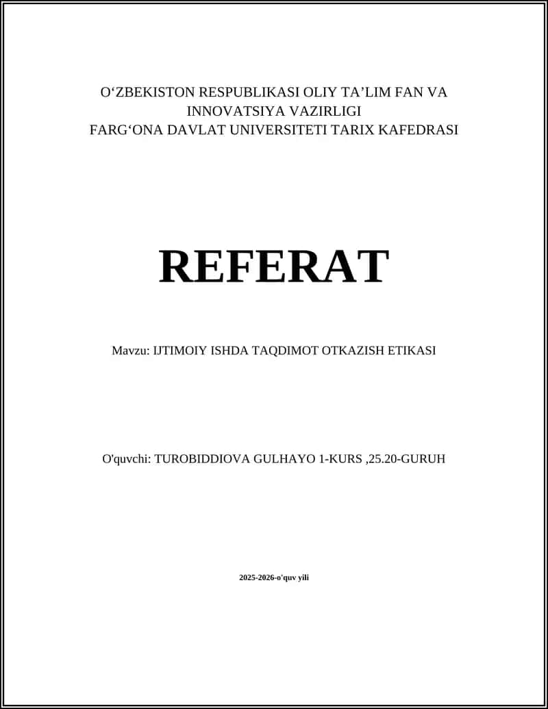 IJTIMOIY ISHDA TAQDIMOT OTKAZISH ETIKASI