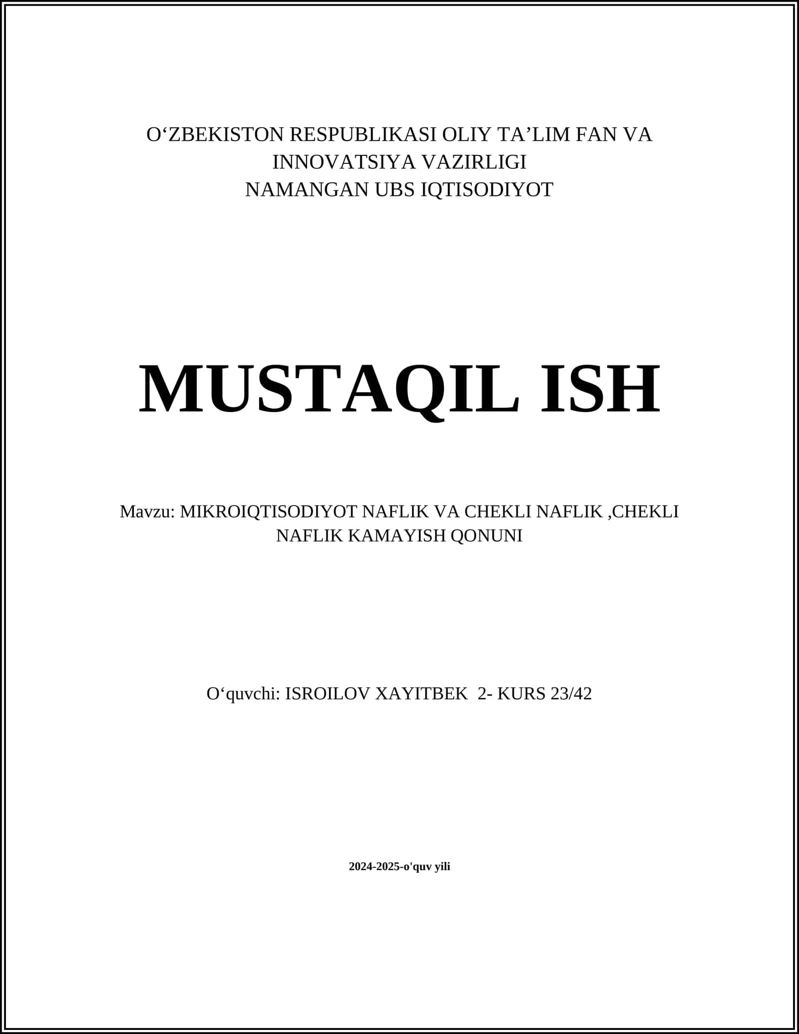 CHEKLI NAFLIK KAMAYISH QONUNI