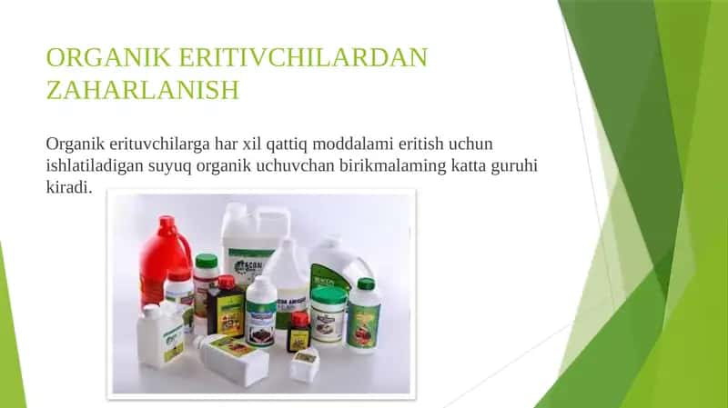 ORGANIK ERITIVCHILARDAN ZAHARLANISH