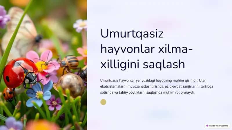 Umurtqasiz hayvonlar xilma-xilligini saqlash