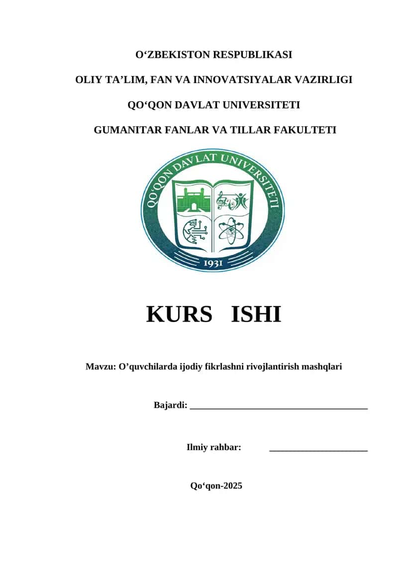 O’quvchilarda ijodiy fikrlashni rivojlantirish mashqlari