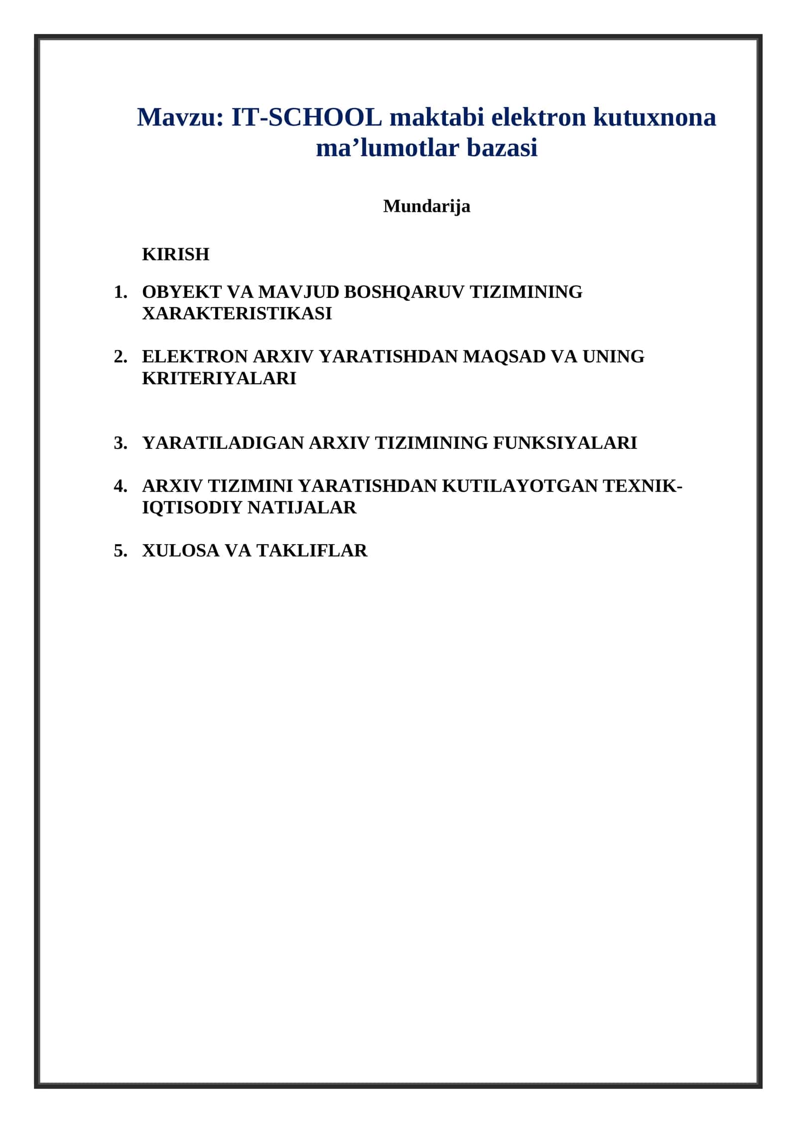 IT-SCHOOL maktabi elektron kutuxnona ma’lumotlar bazasi