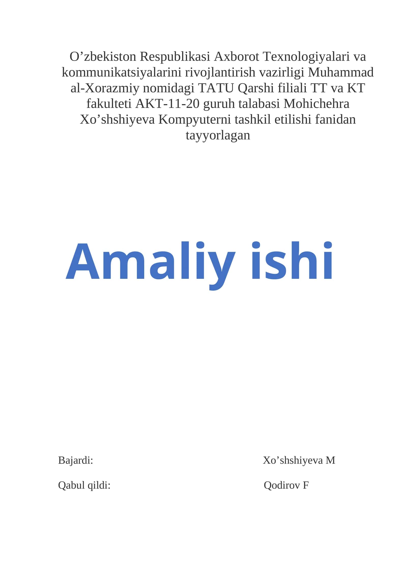 Protsessorlar va ularning ishlash prinsipi. Protsessorlarning asosiy parametrlari