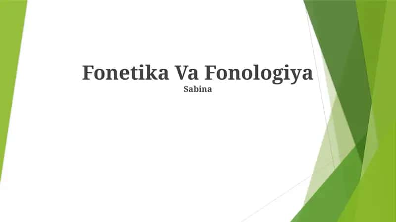 Fonetika Va Fonologiya
