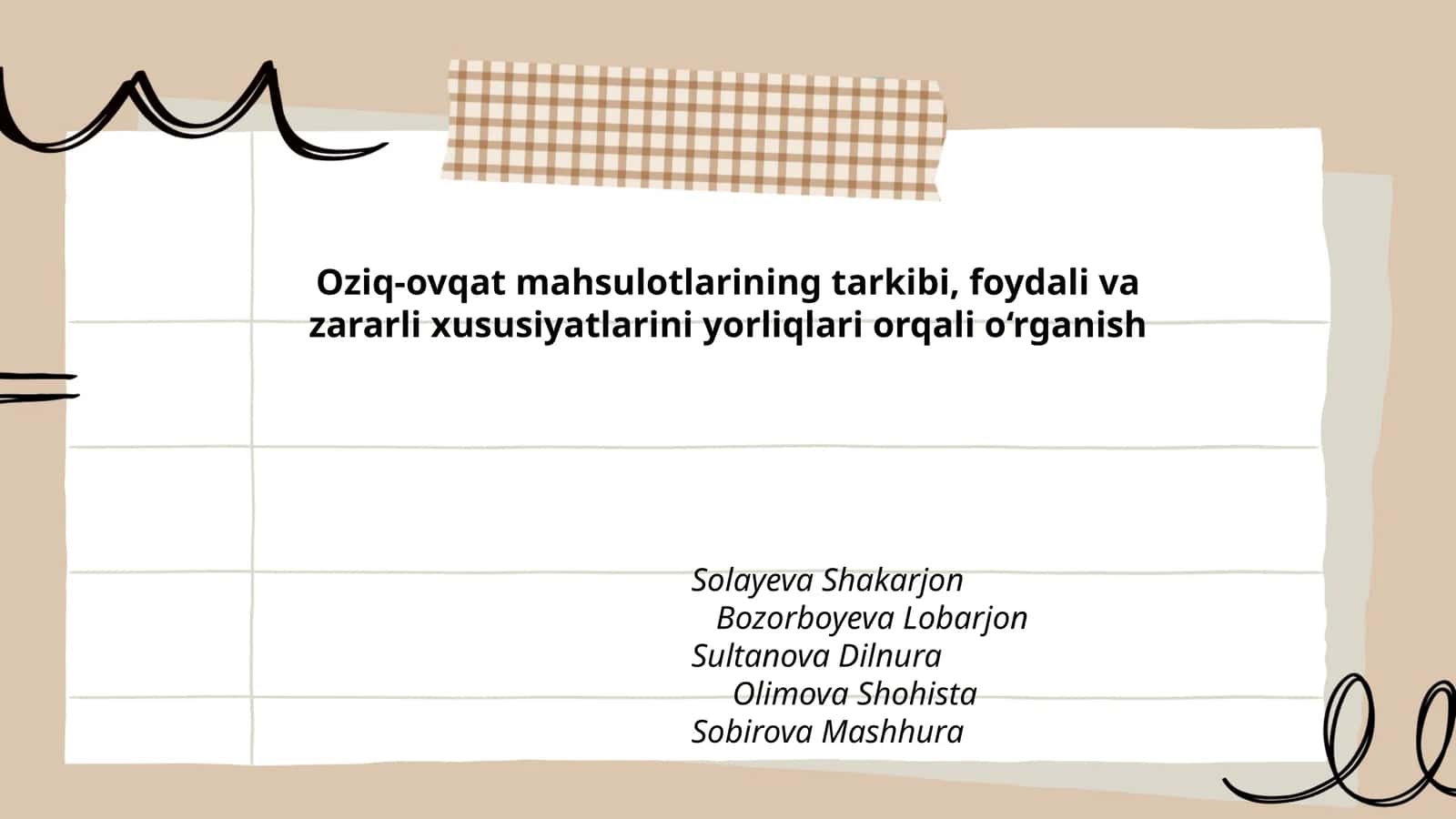 Oziq-ovqat mahsulotlarining tarkibi, foydali va zararli xususiyatlarini yorliqlari orqali o‘rganish