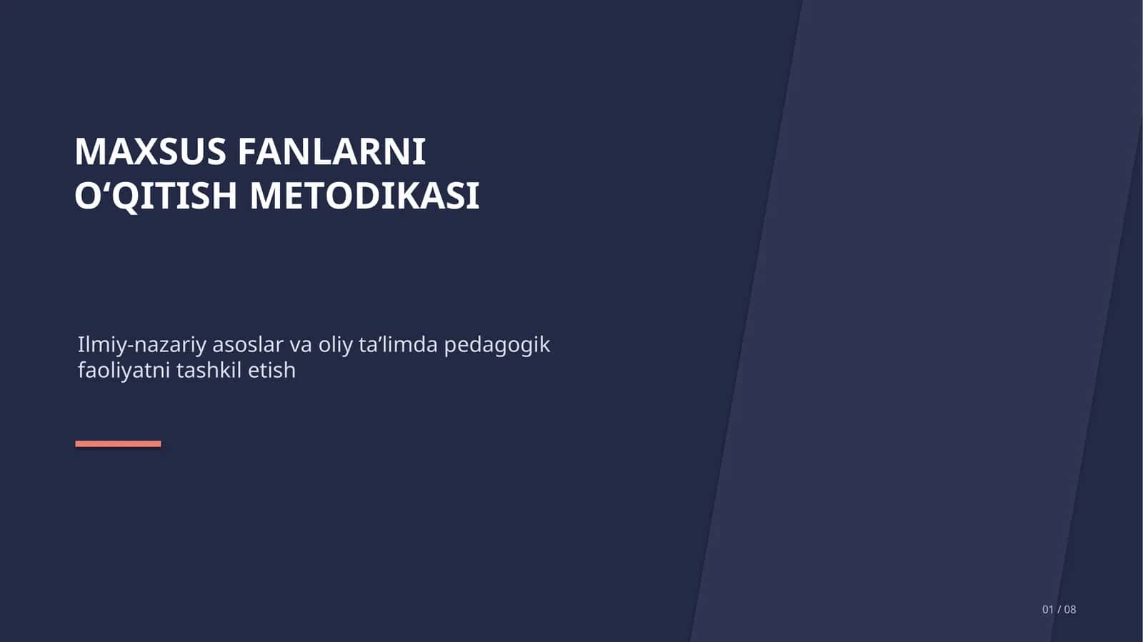 MAXSUS FANLARNI O‘QITISH METODIKASI
