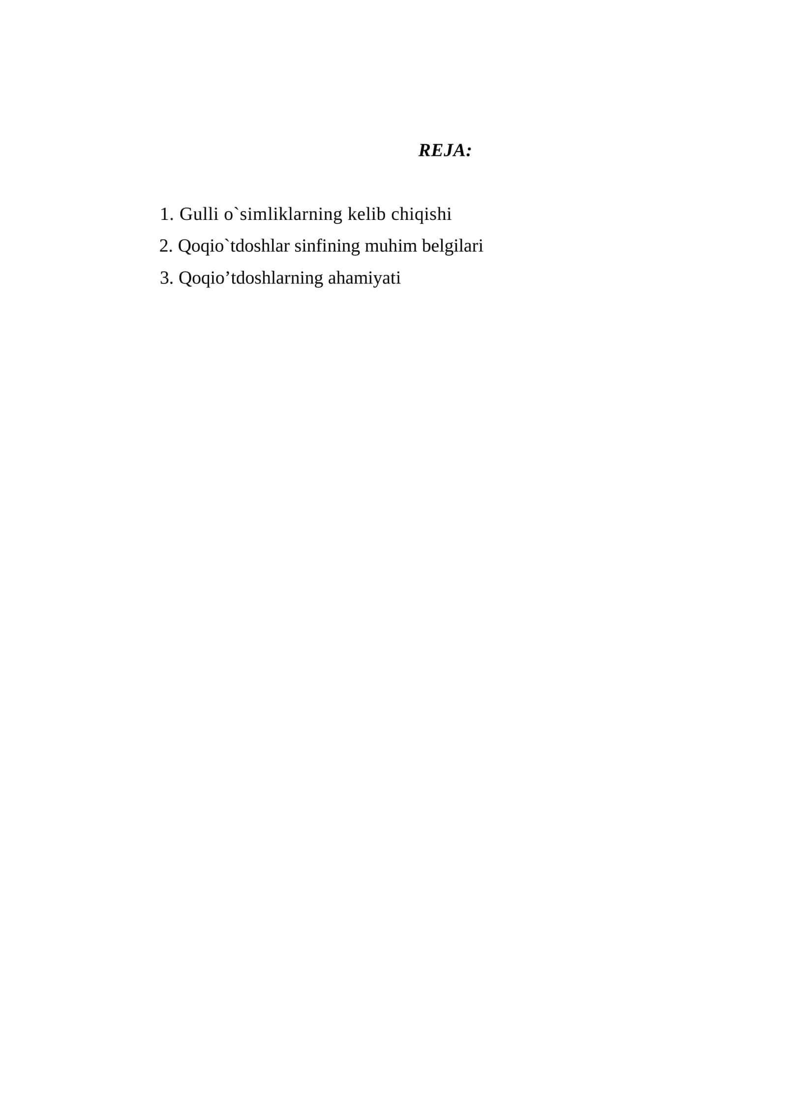 Gulli o`simliklarning kelib chiqishi