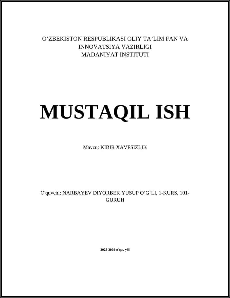 KIBIR XAVFSIZLIK