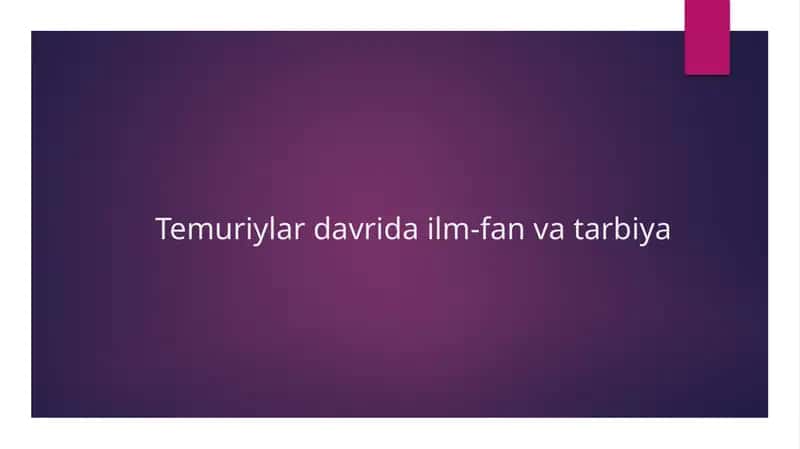 Temuriylar davri darslik