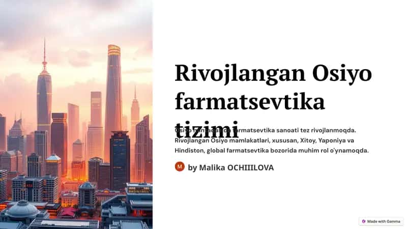 Rivojlangan Osiyo farmatsevtika tizimi