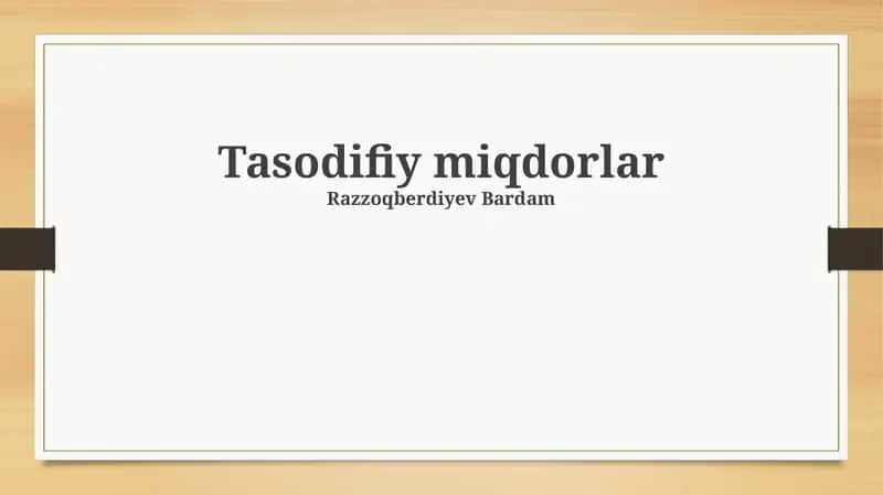 Tasodifiy miqdorlar