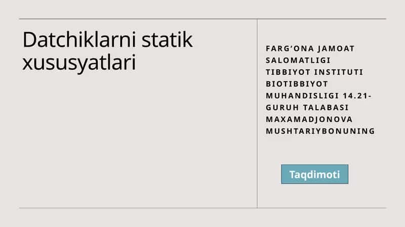Datchiklarni statik xususyatlari