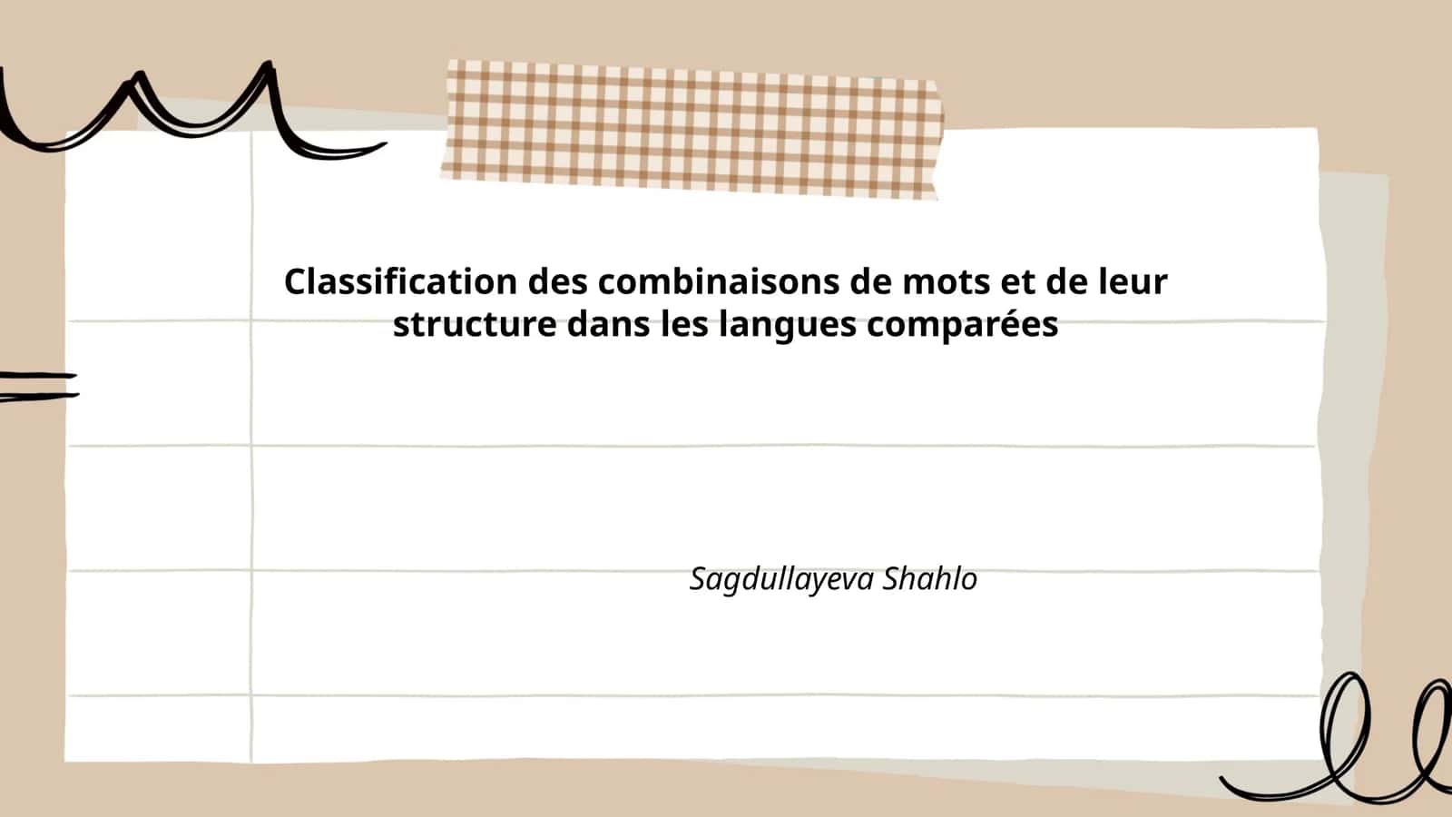 Classification des combinaisons de mots et de leur structure dans les langues comparées