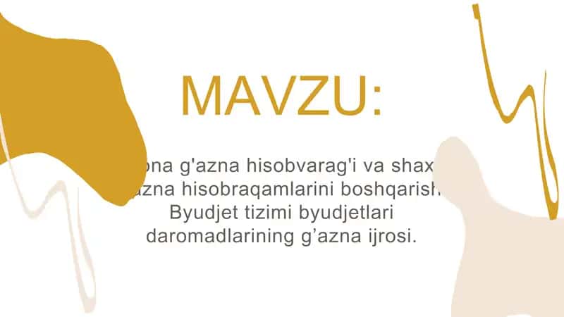 Yagona g'azna hisobvarag'i va shaxsiy g'azna hisobraqamlarini boshqarish