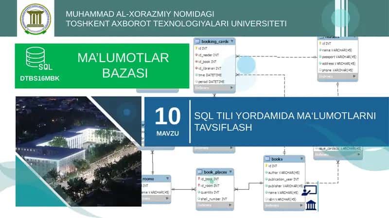 SQL tili yordamida maʼlumotlarni tavsiflash