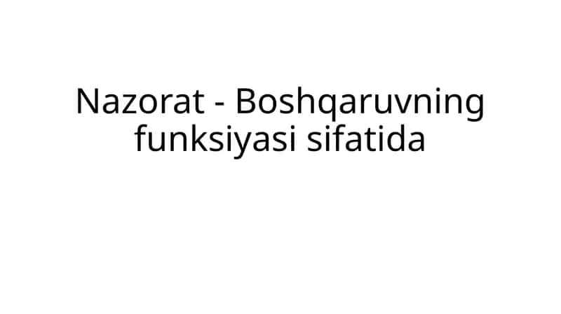 Nazorat-Boshqaruvning funksiyasi sifatida