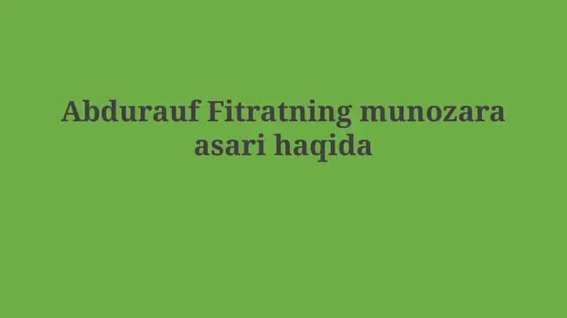 Fitratning "Bahs" asari