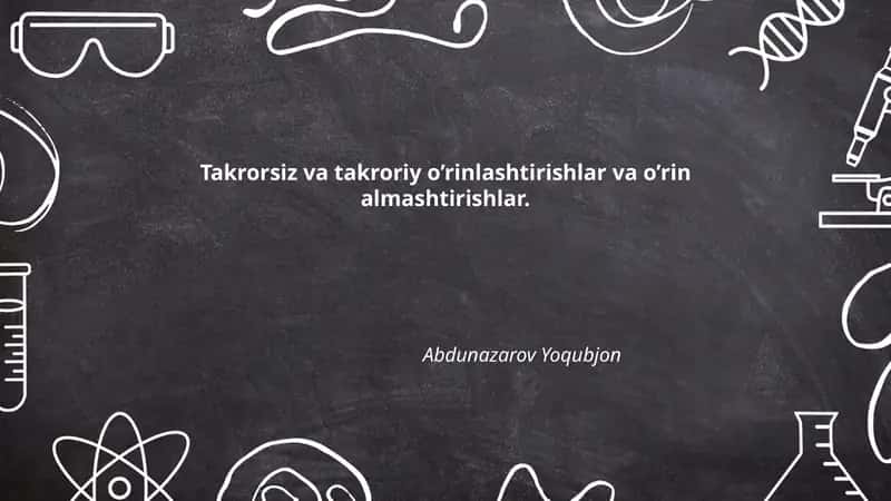 Takrorsiz va takroriy o’rinlashtirishlar va o’rin almashtirishlar