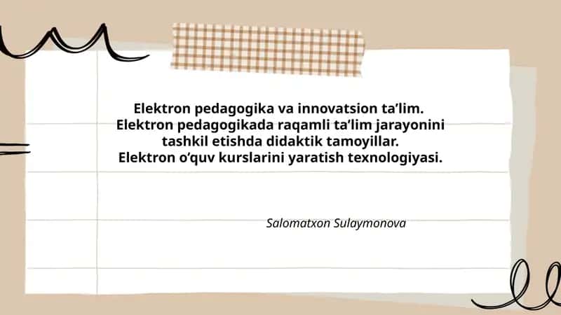 Elektron pedagogika va innovatsion ta’lim
