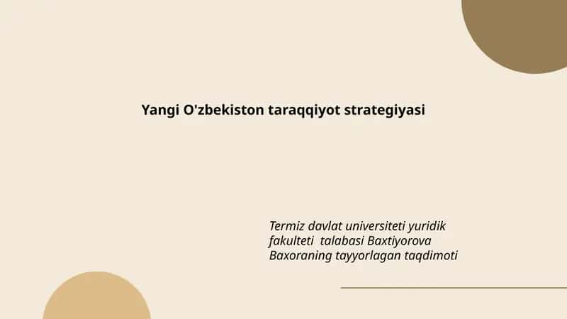 Yangi O'zbekiston taraqqiyot strategiyasi