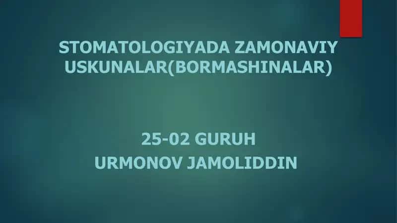 Zamonaviy Stomatologik Uskunalar