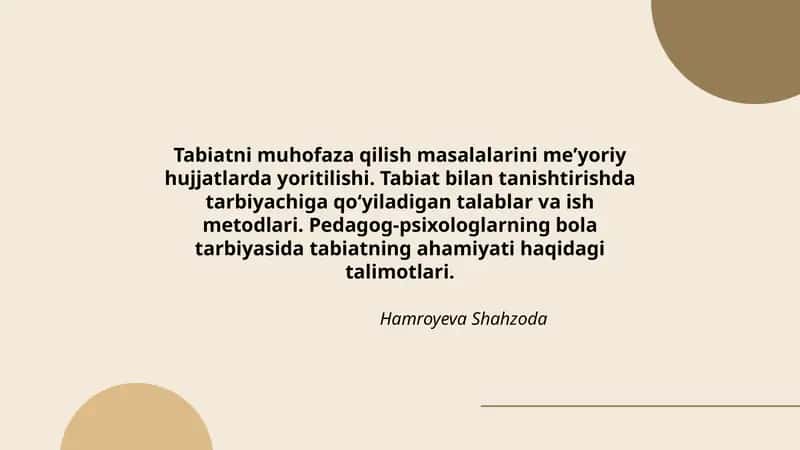 Tabiatni muhofaza qilish masalalarini meʼyoriy hujjatlarda yoritilishi