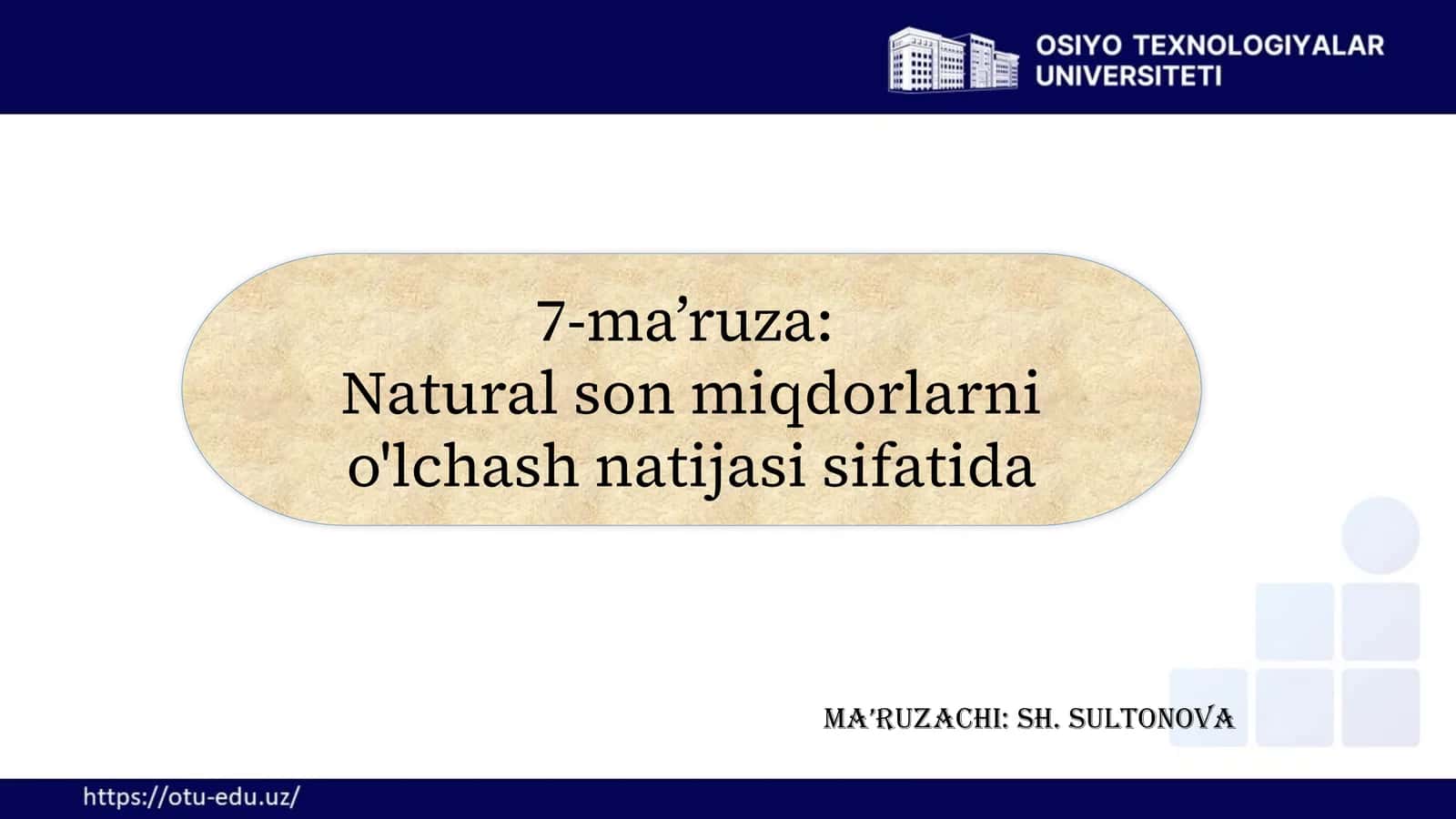 O'lchash natijasi sifatida natural son miqdorlarni o'lchash