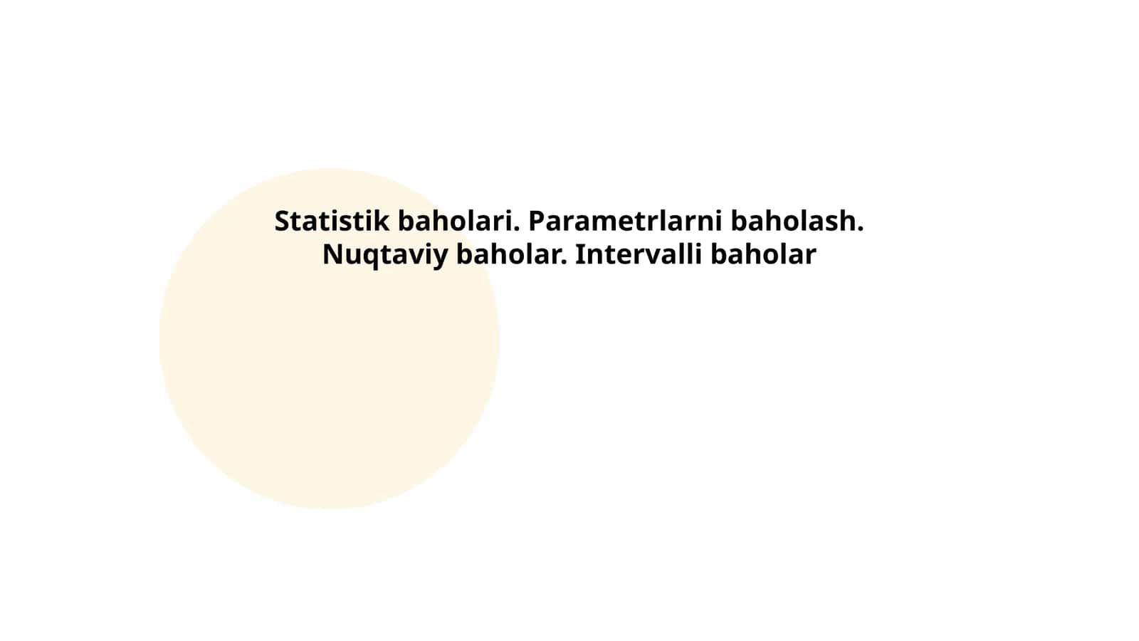 Parametrlarni baholash muammosi