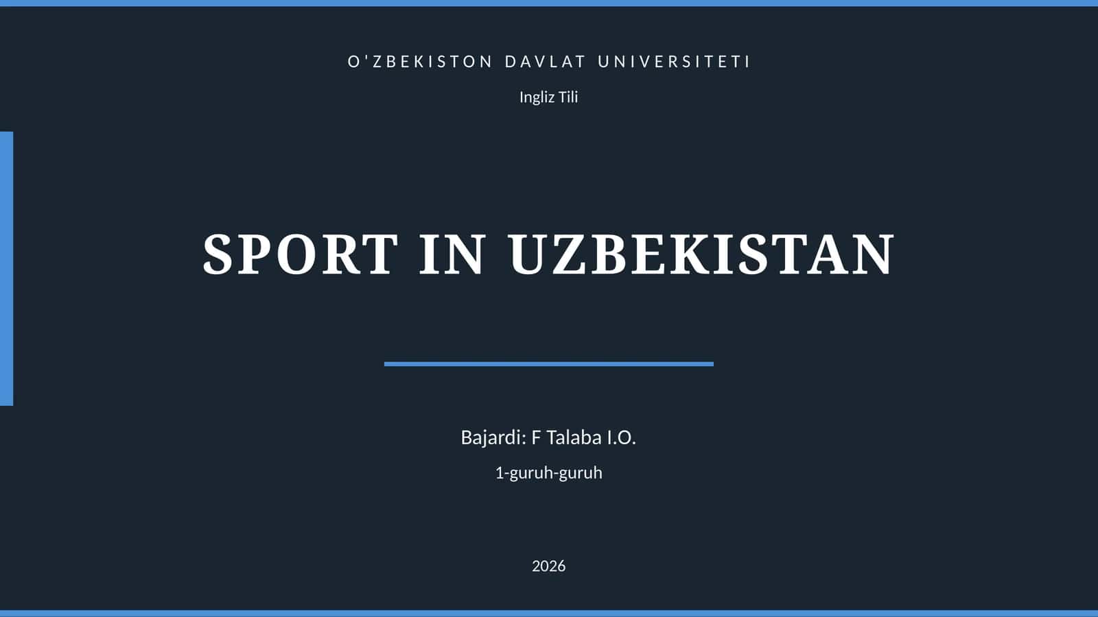 SPORT IN UZBEKISTAN