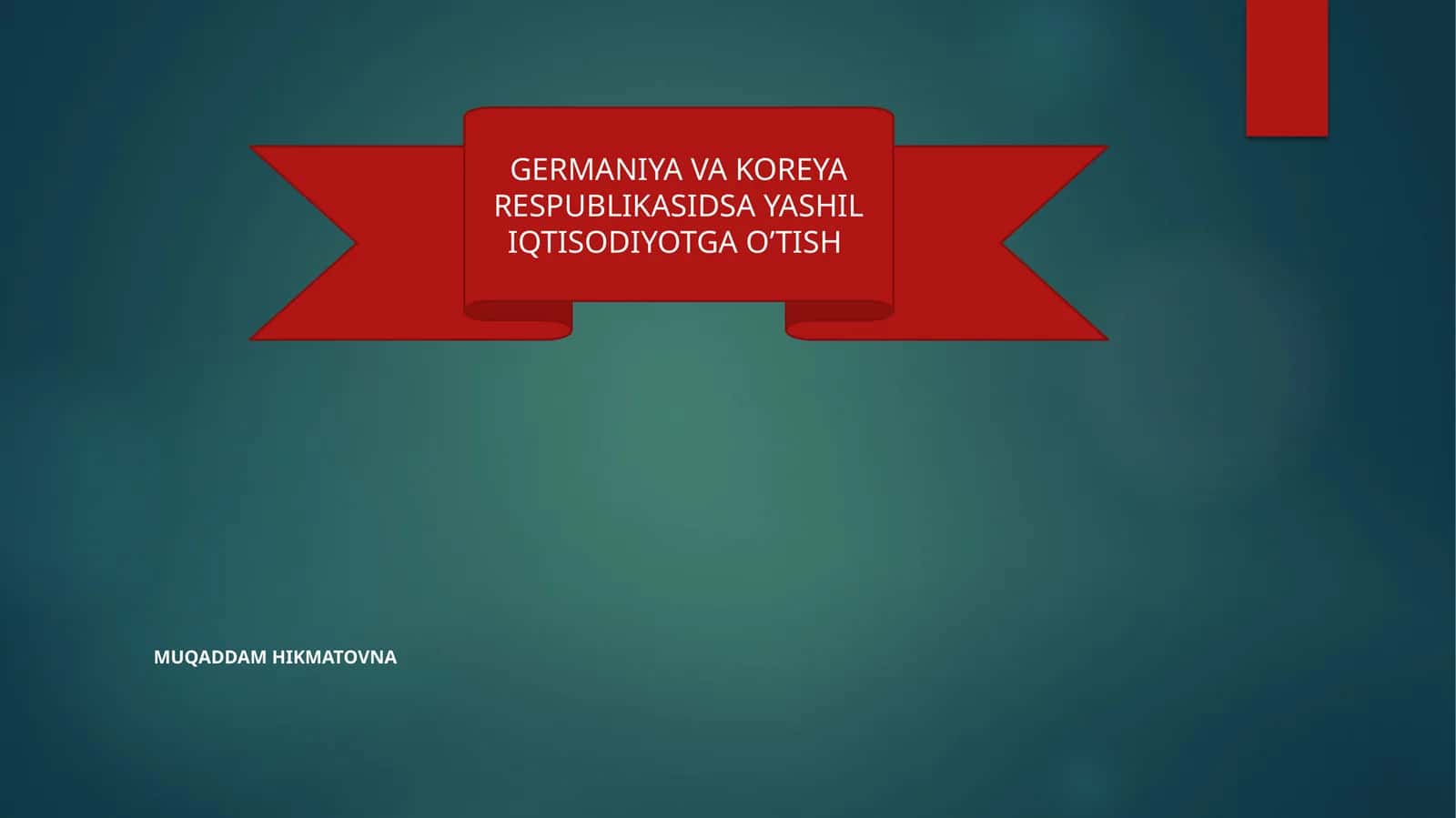 GERMANIYA VA KOREYA RESPUBLIKASIDSA YASHIL IQTISODIYOTGA O’TISH