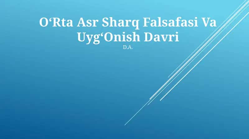 OʻRta Asr Sharq Falsafasi Va UygʻOnish Davri