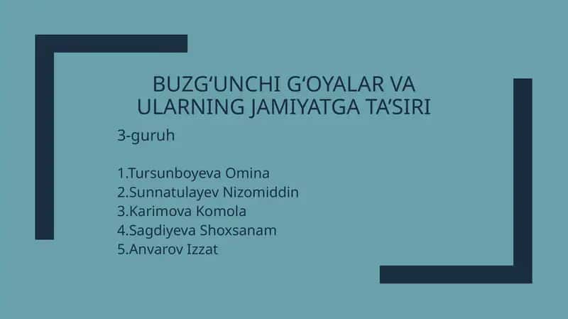 Buzg‘unch iG‘oyalar va Ularning Jamiyatga Ta’siri
