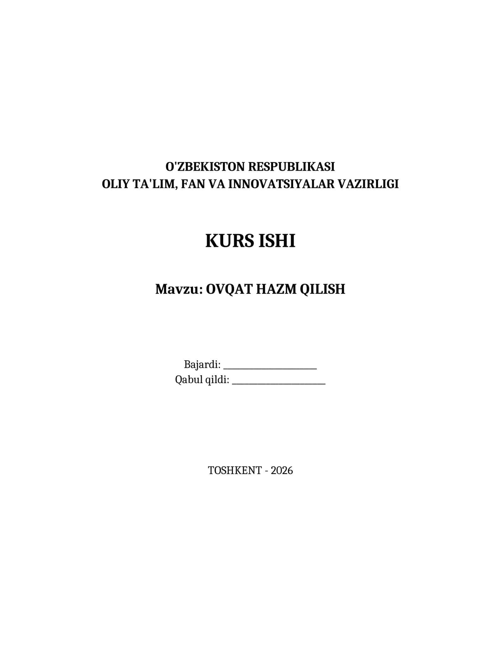 OVQAT HAZM QILISH