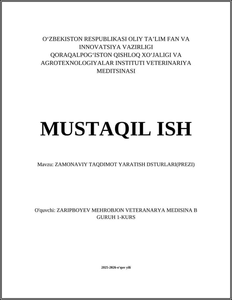 ZAMONAVIY TAQDIMOT YARATISH DSTURLARI(PREZI)
