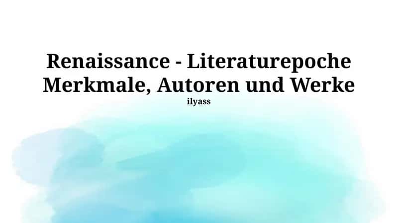 Bedeutende Autoren der englischen Renaissance