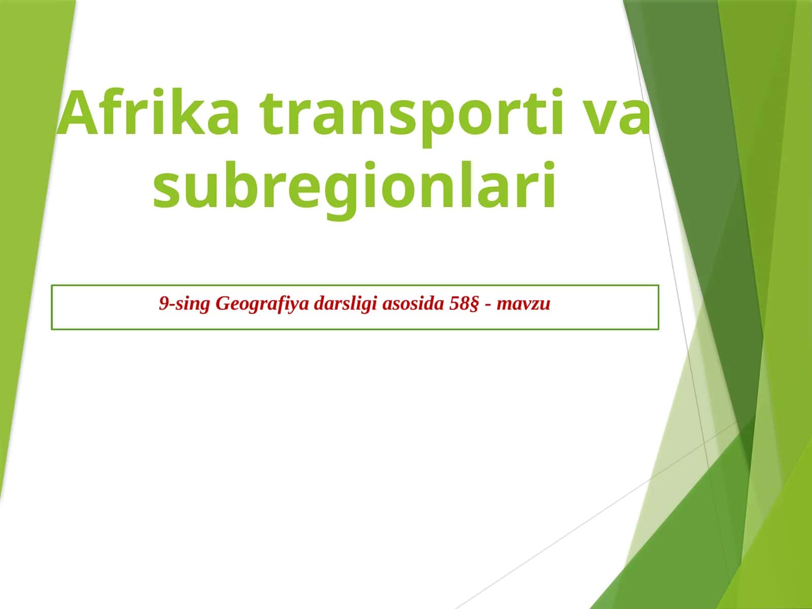 Afrika transporti va subregionlari