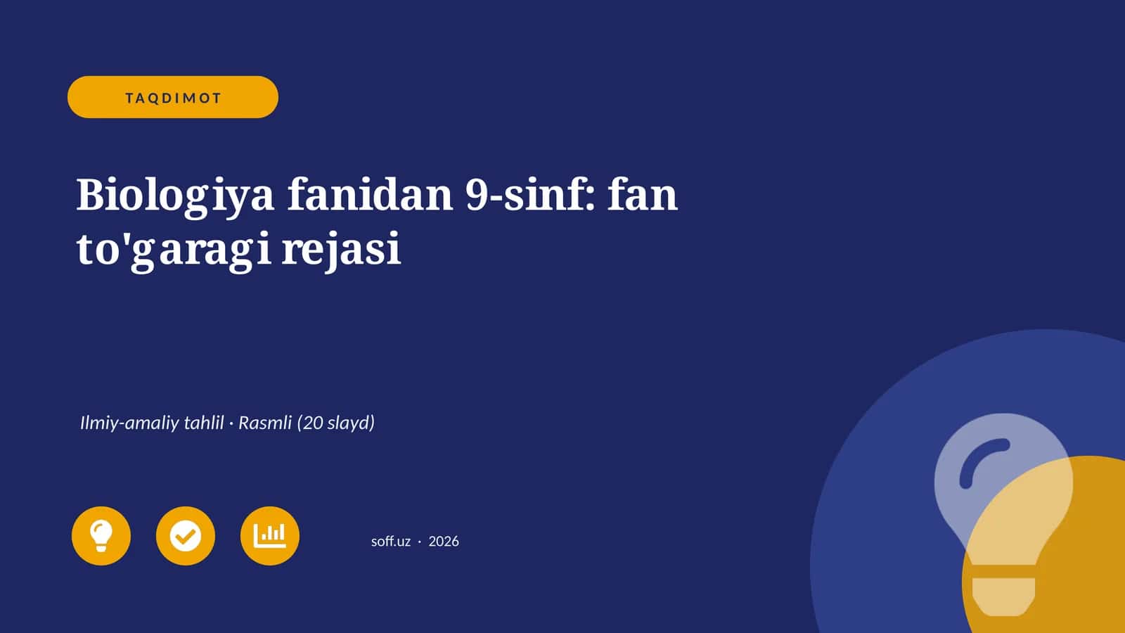 Biologiya fanidan 9-sinf: fan to'garagi rejasi
