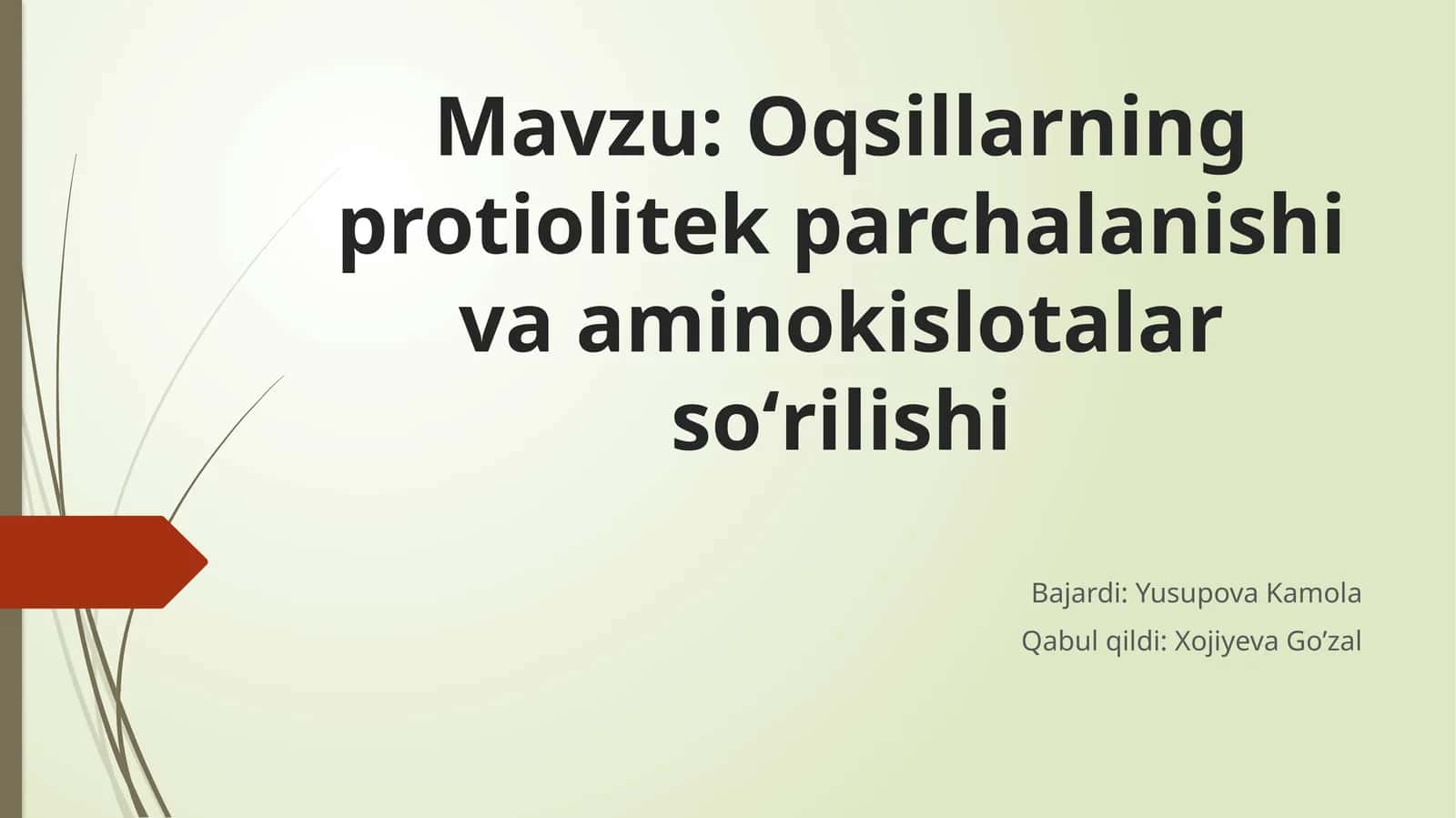 Oqsillarning protiolitek parchalanishi va aminokislotalar soʻrilishi