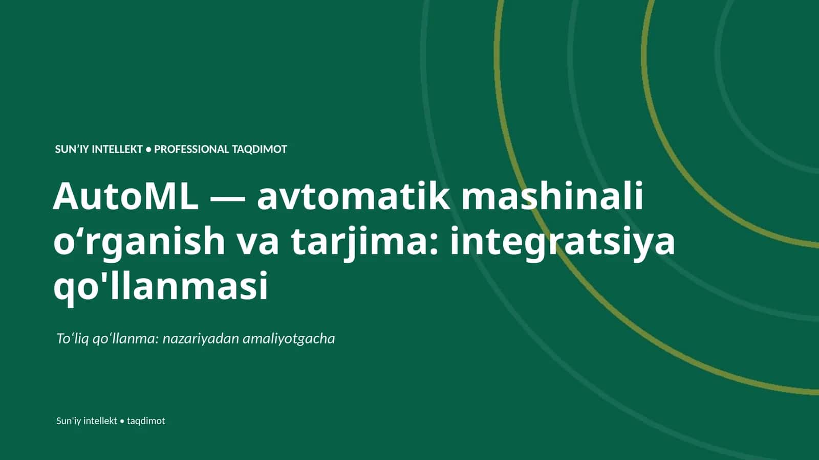 AutoML — avtomatik mashinali oʻrganish va tarjima: integratsiya qo'llanmasi