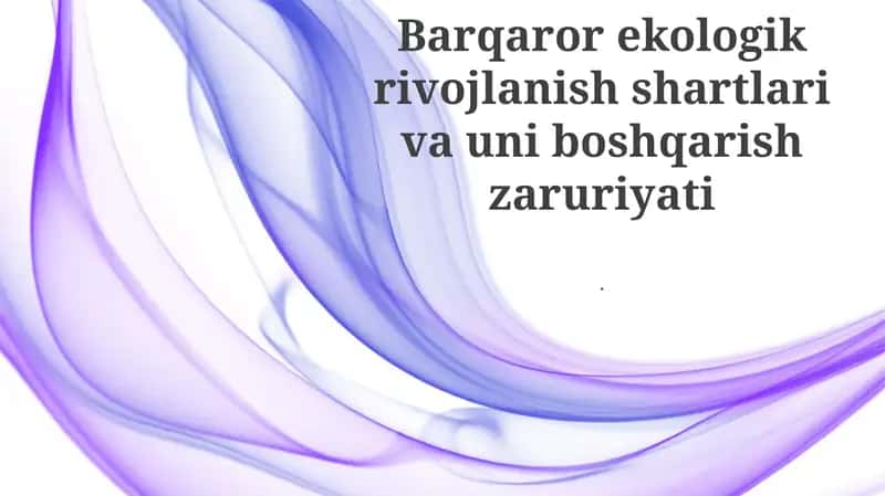 Barqaror ekologik rivojlanishni aniqlash