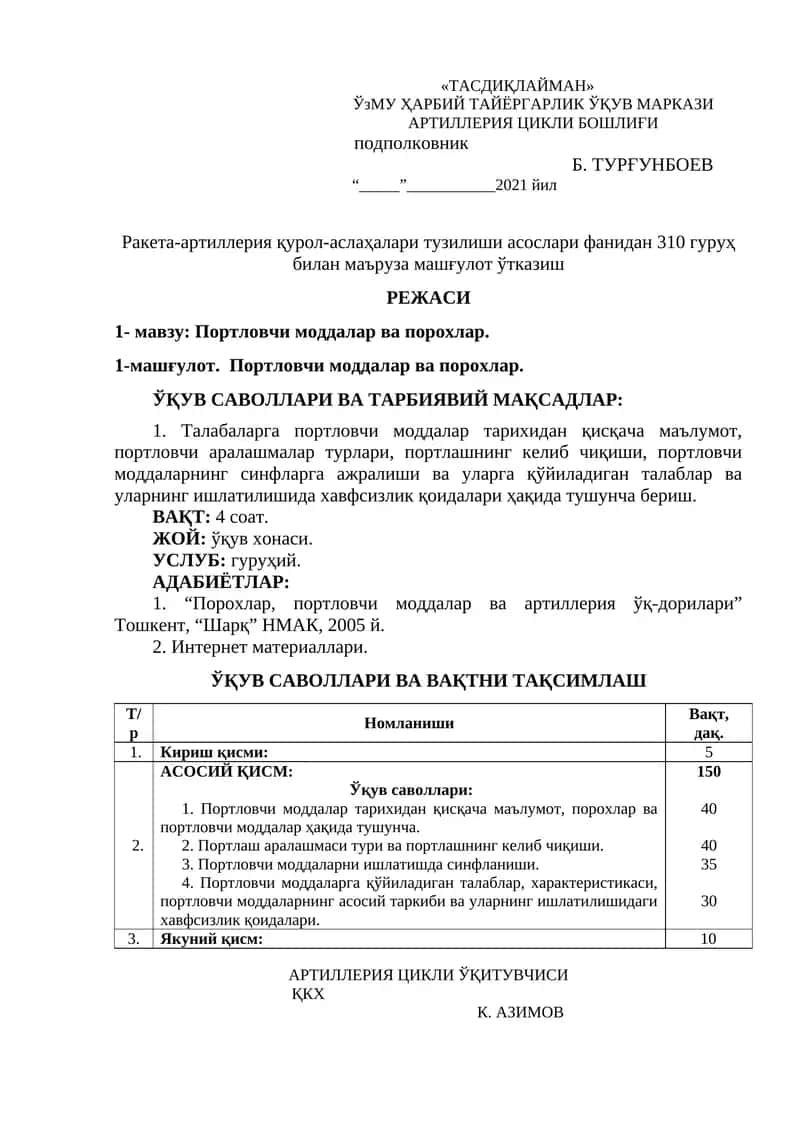Портловчи моддалар ва порохлар