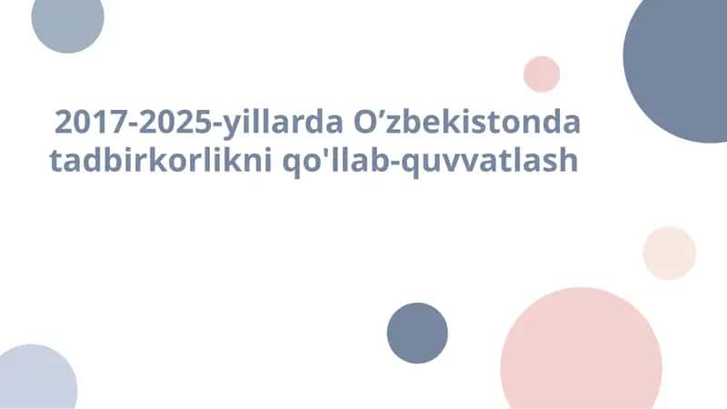 2017-2025-yillarda O’zbekistonda tadbirkorlikni qo'llab-quvvatlash