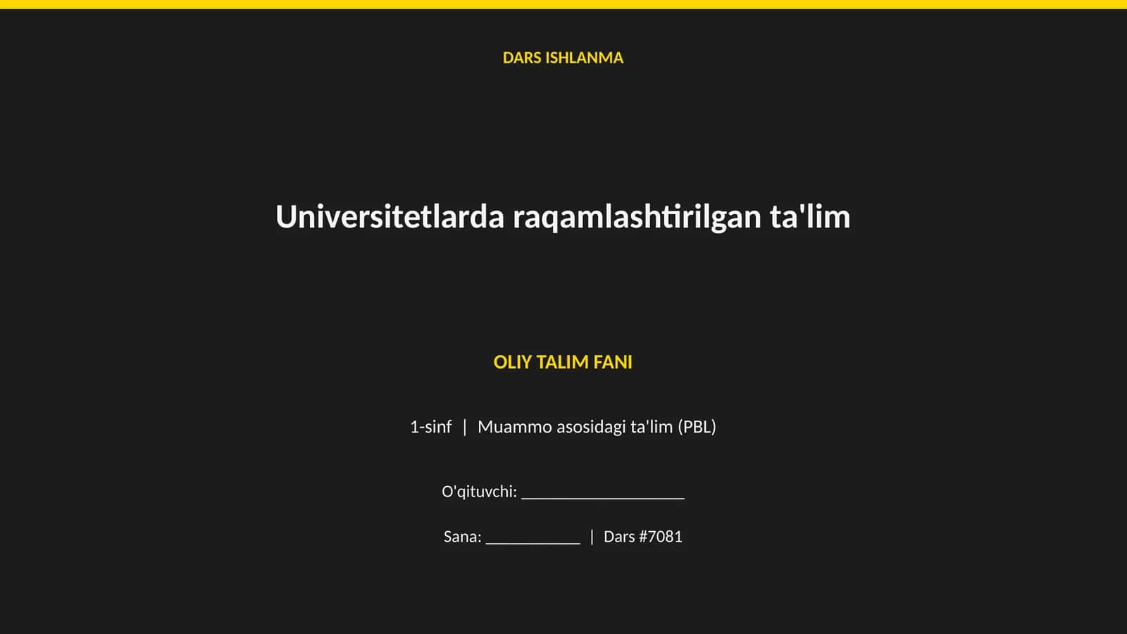 Universitetlarda raqamlashtirilgan ta'lim
