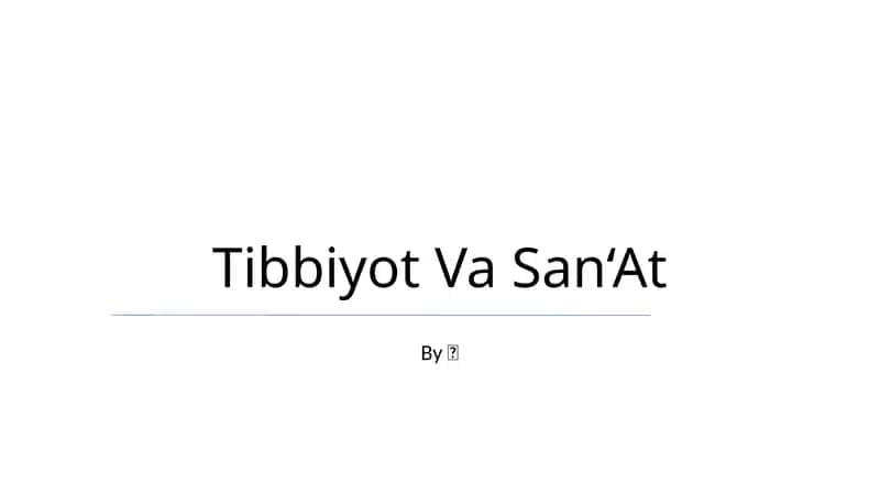 Tibbiyot Va San‘At