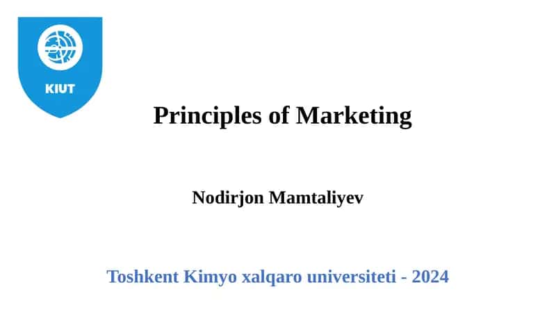 Principles of Marketing