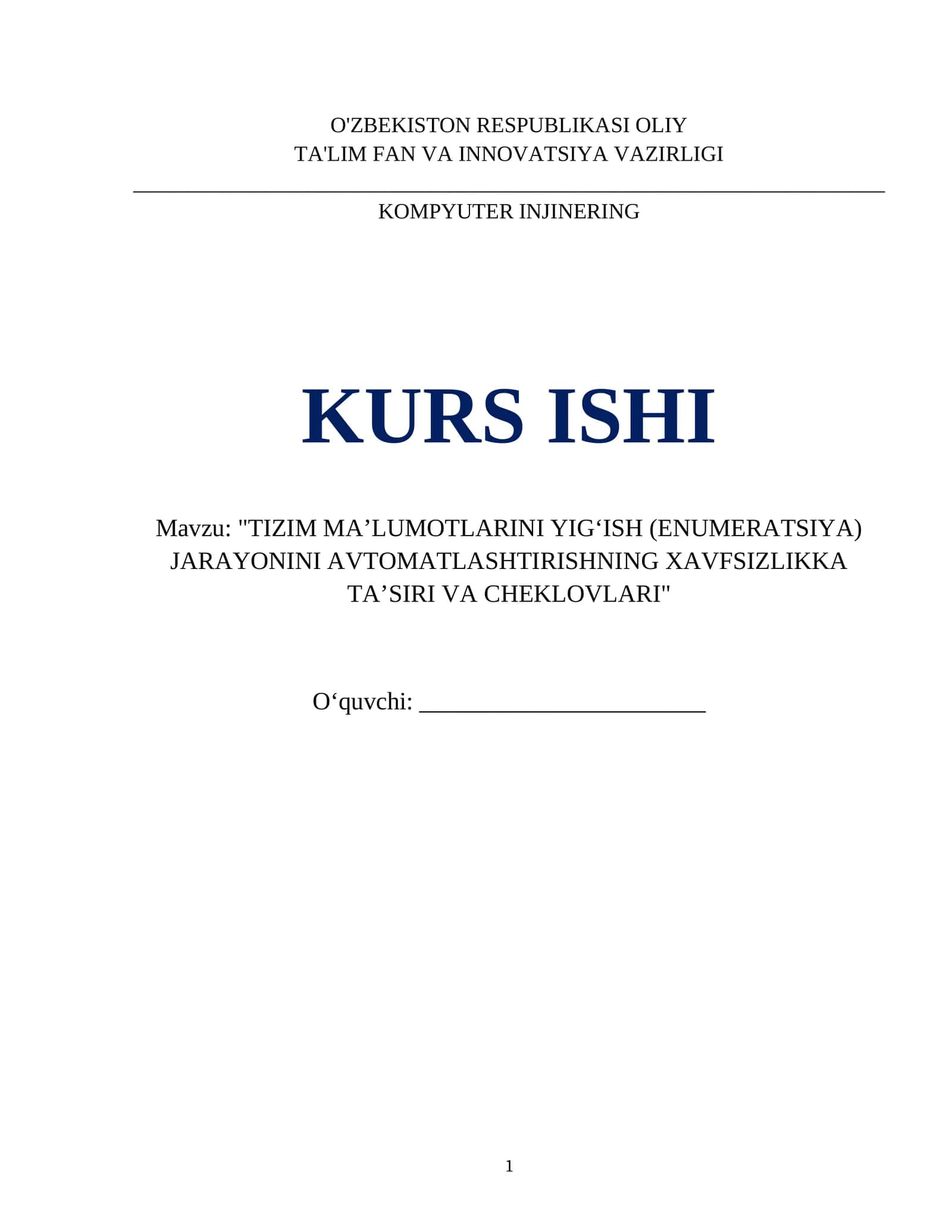 "TIZIM MA’LUMOTLARINI YIG‘ISH (ENUMERATSIYA) JARAYONINI AVTOMATLASHTIRISHNING XAVFSIZLIKKA TA’SIRI VA CHEKLOVLARI"