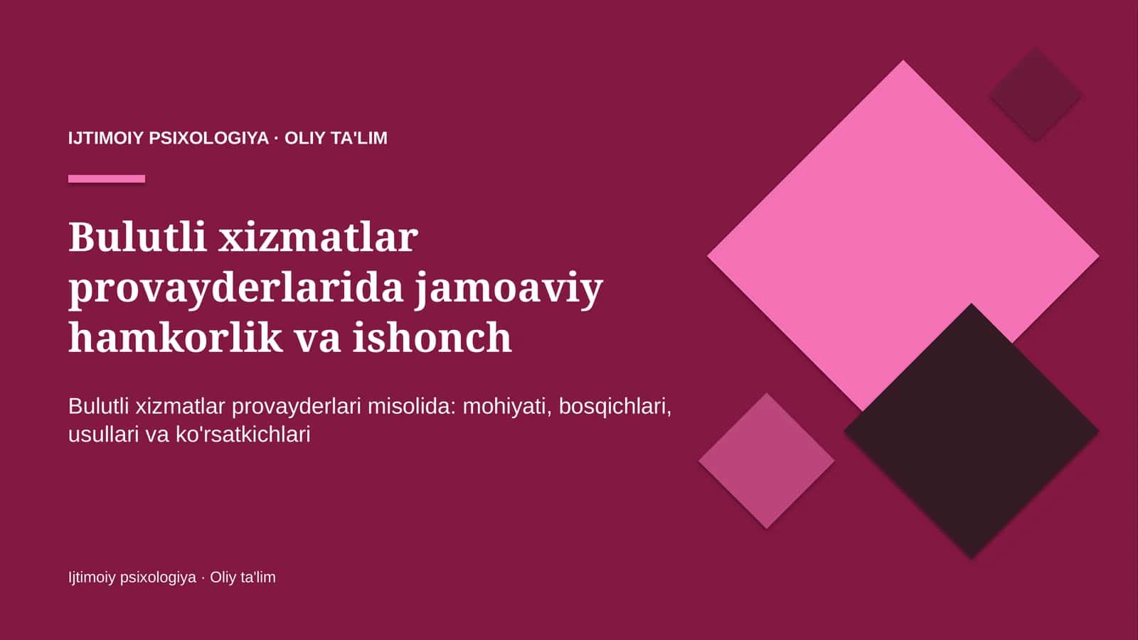 Bulutli xizmatlar provayderlarida jamoaviy hamkorlik va ishonch