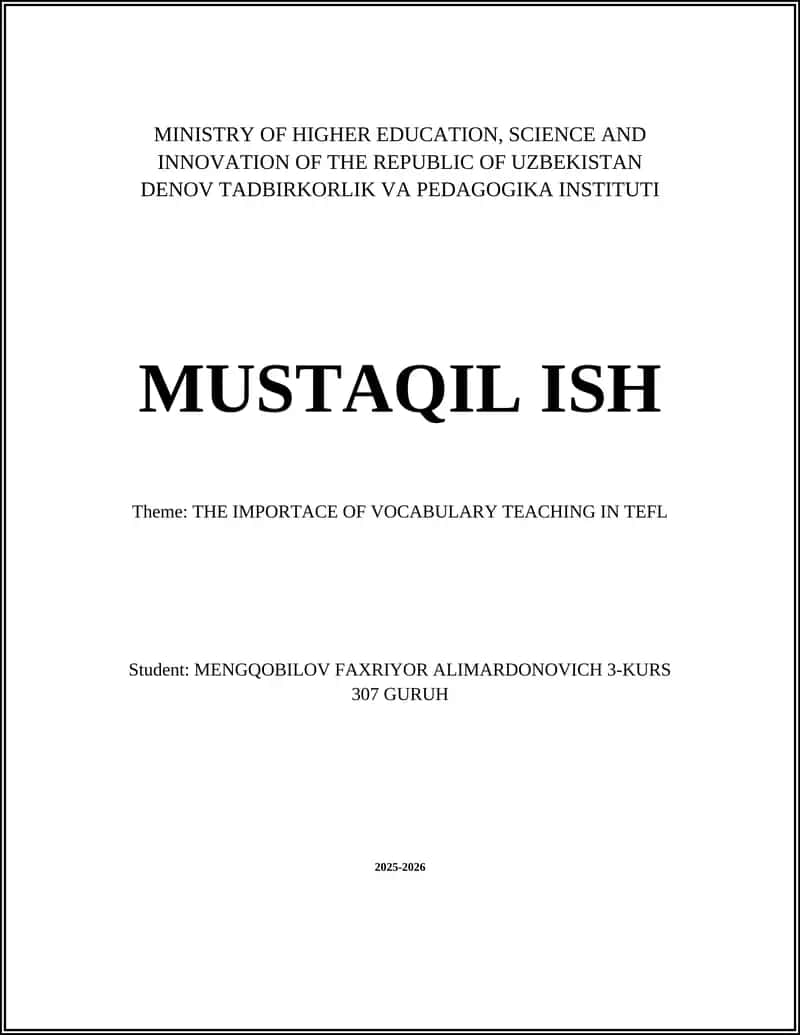 The Role of Vocabulary in Communicative Competence in TEFL