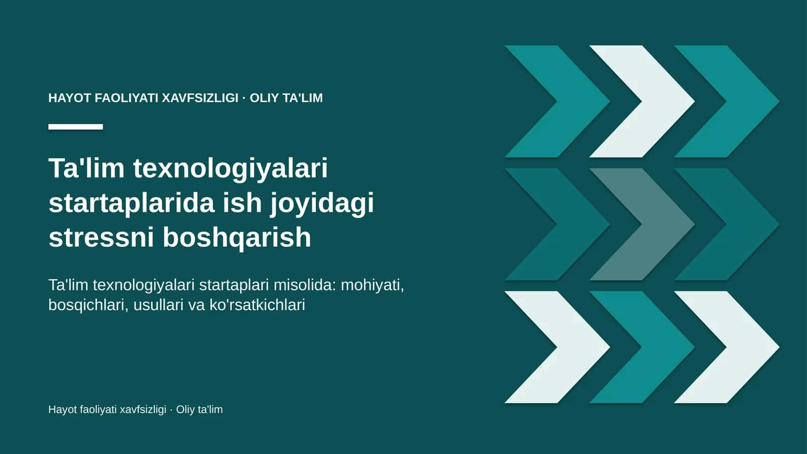 Ta'lim texnologiyalari startaplarida ish joyidagi stressni boshqarish